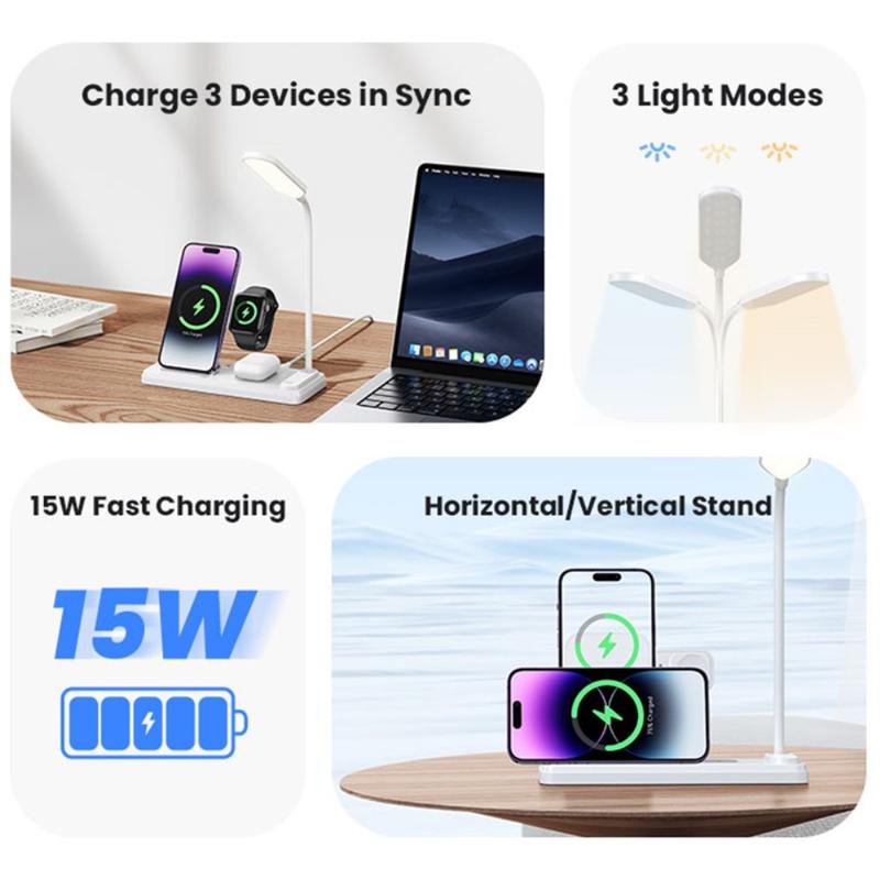 USAMS CD195 Magnetic Wireless Charges 15W 3 in 1 5