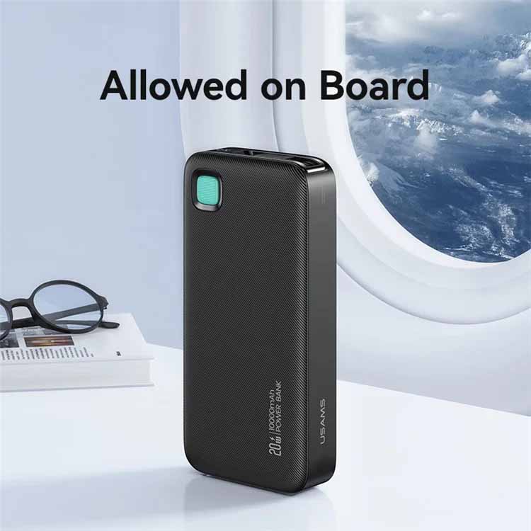 پاوربانک یوسمز مدل US-CD225 ظرفیت 10000 میلی آمپر ساعت به همراه کابل لایتنینگ
