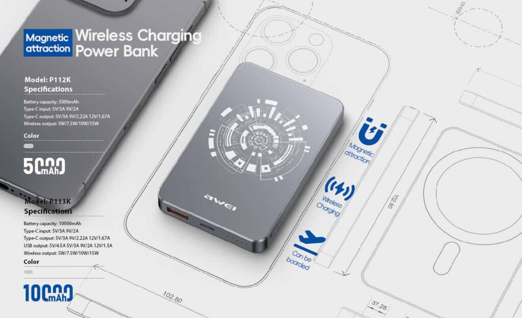 پاوربانک مگ سیف اوی مدل P112K-20W ظرفیت 5000 میلی آمپر