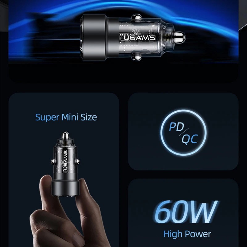شارژر فندکی 60 وات یوسمز مدل USAMS-CC208 20 شارژر فندکی 60 وات یوسمز مدل USAMS-CC208