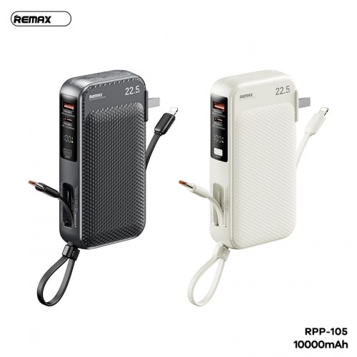پاوربانک فست شارژ ریمکس مدل RPP-105 PD 20W+QC 22.5W ظرفیت 10000 میلی آمپر