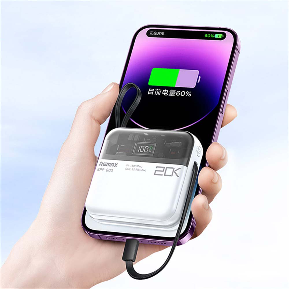 پاوربانک ریمکس مدل RPP-603 ظرفیت 20000 میلی‌ آمپر ساعت