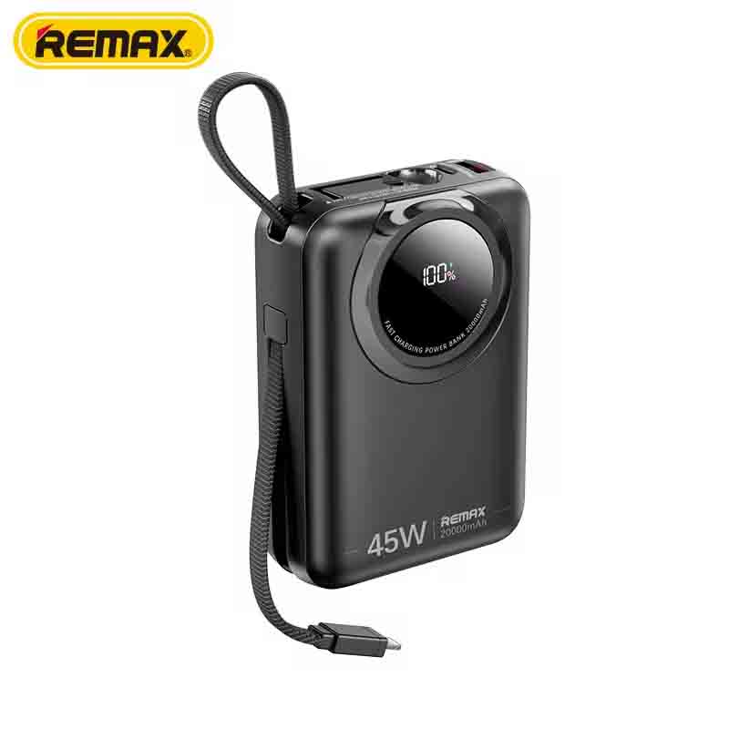 پاوربانک ریمکس مدل FC-02 45W ظرفیت 20000 میلی آمپر ساعت به همراه دو کابل متصل Type-C & Lightning 1 پاوربانک ریمکس مدل FC-02 45W ظرفیت 20000 میلی آمپر ساعت به همراه دو کابل متصل Type-C $ Lightning