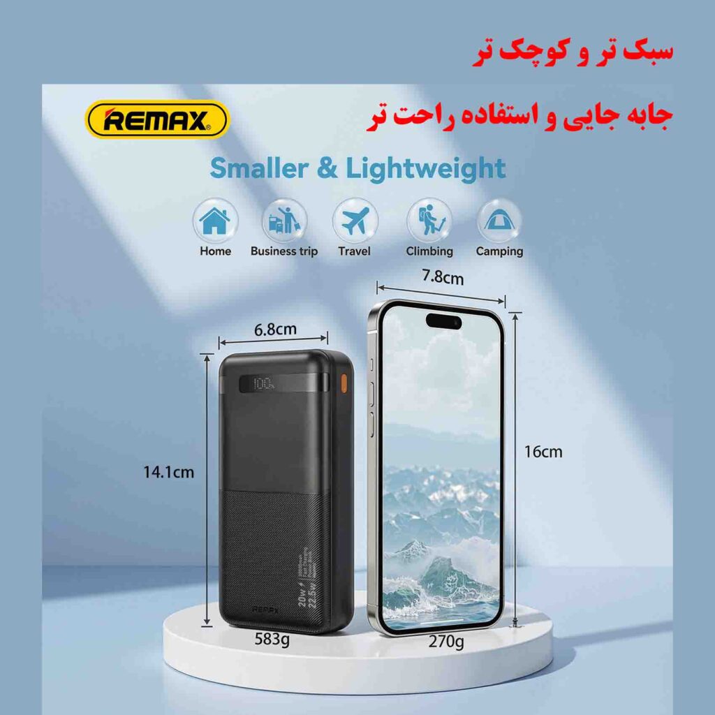 پاوربانک 22.5 وات ریمکس مدل RPP‑770 ظرفیت 30000 میلی آمپر ساعت 20 پاوربانک 22.5 وات ریمکس مدل RPP‑770 ظرفیت 30000 میلی آمپر ساعت