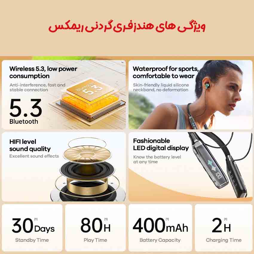 هندزفری بلوتوثی گردنی ریمکس مدل REMAX RB-S20
