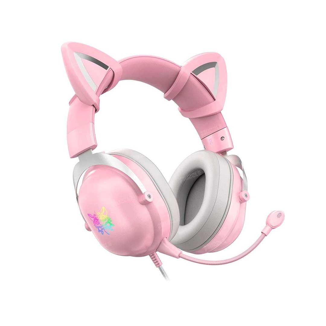 هدفون مخصوص بازی اونیکوما مدل X11 صورتی طرح Cat Ears RGB 3 هدفون مخصوص بازی اونیکوما مدل X11