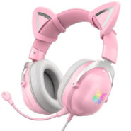 هدفون مخصوص بازی اونیکوما مدل X11 صورتی طرح Cat Ears RGB 8 هدفون مخصوص بازی اونیکوما مدل X11