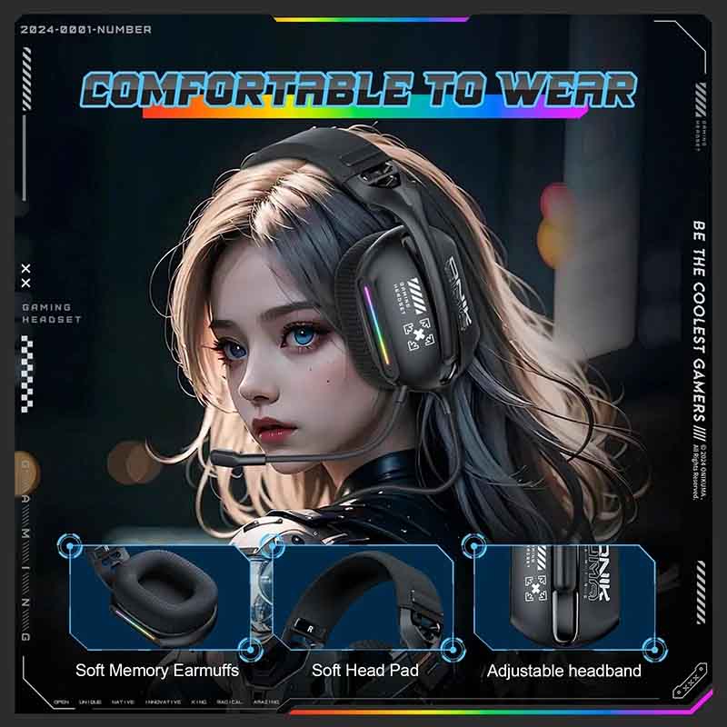 هدفون مخصوص بازی اونیکوما Onikuma X12 RGB 13 هدفون مخصوص بازی اونیکوما Onikuma X12 RGB